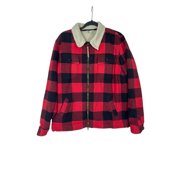 L.L. Bean Signature Jacket Women's Buffalo Red Black Plaid Sherpa Lined Size XL - Picture 1 of 11